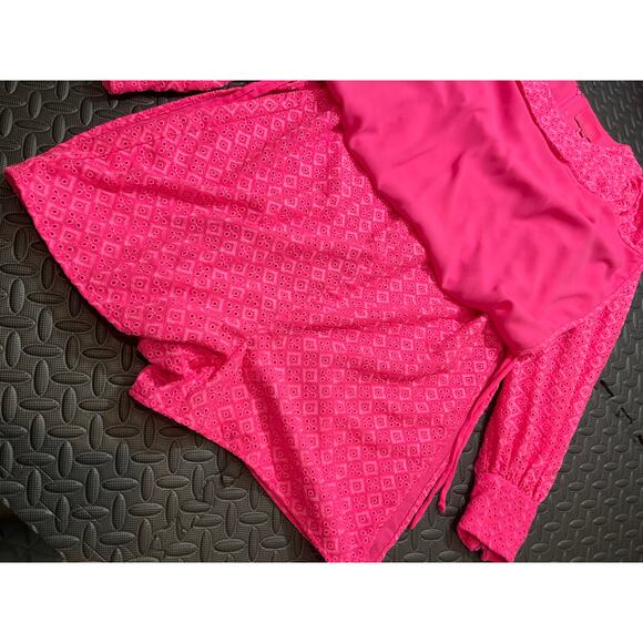 Lilly Pulitzer Aisha Romper Eyelet Lace Pink Isle Ditzy Diamond Poly Eyelet 10 - Picture 4 of 11